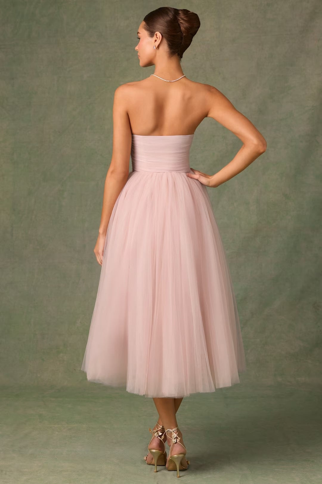 Strapless A-Line Midi Tulle Dress - LINI