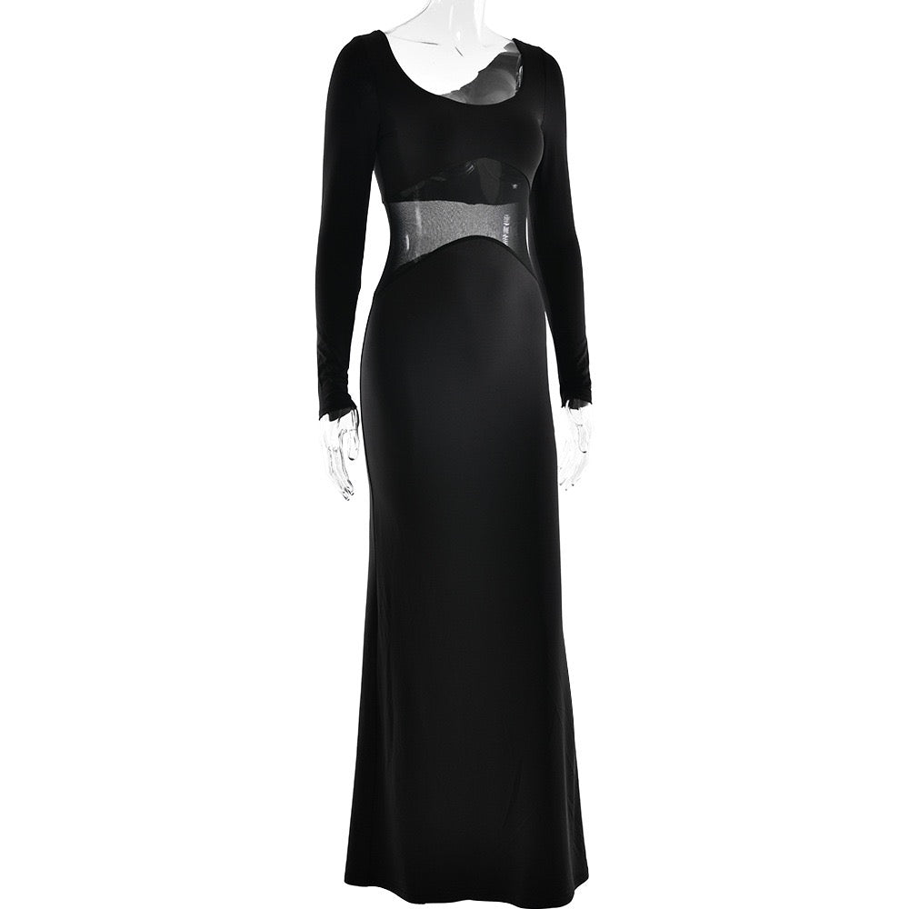 Elegant maxi dress in mesh design - LILI
