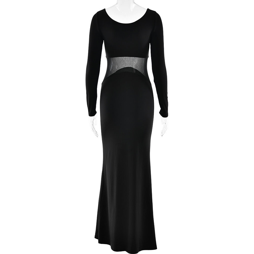 Elegant maxi dress in mesh design - LILI
