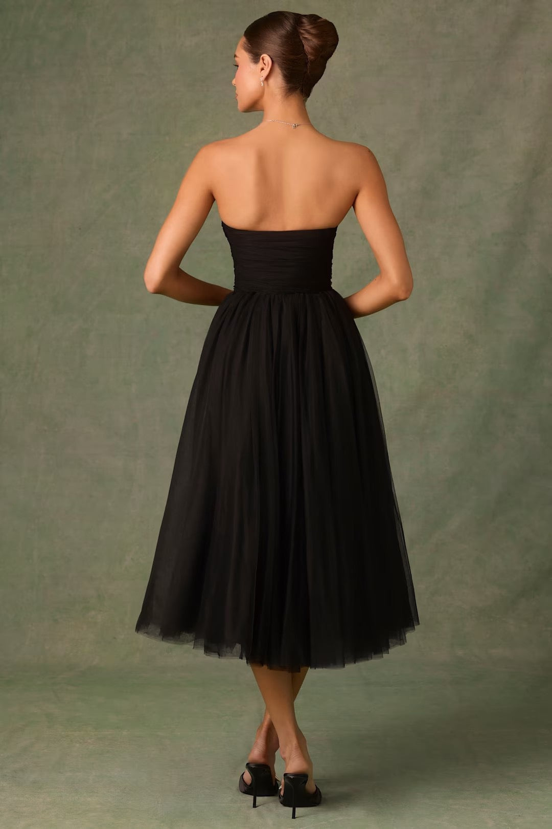 Strapless A-Line Midi Tulle Dress - LINI