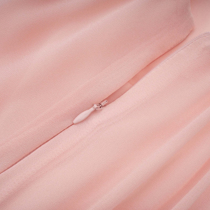 Maxi dress with a back tie for a cinched waist, chiffon skirt, and satin embellishments – Kaia