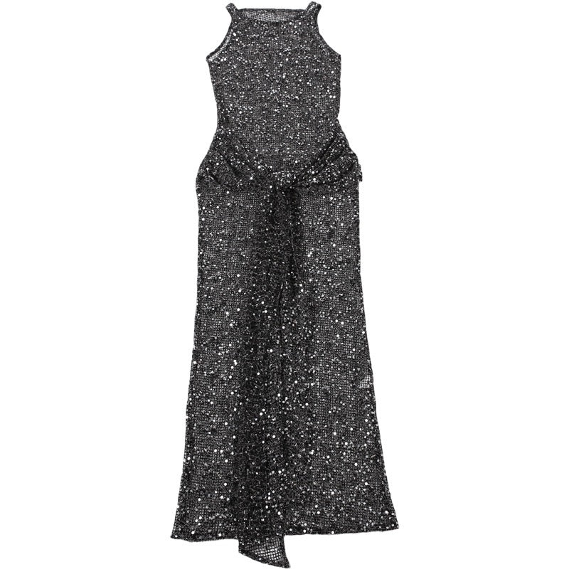 Sequin maxi dress with a tie design - MOSE