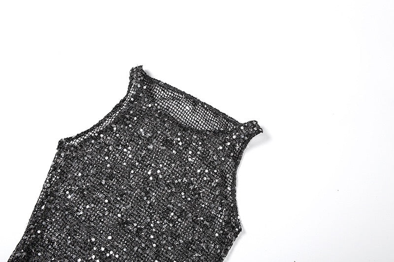 Sequin maxi dress with a tie design - MOSE