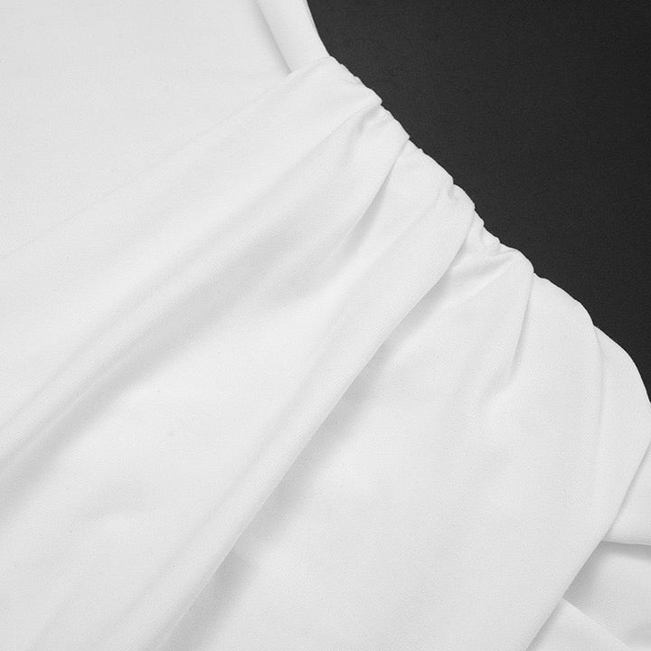 Open back halter mini dress with cross pleats design - Shelly