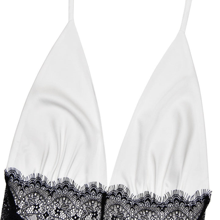 Lace-designed satin mini dress - Laor