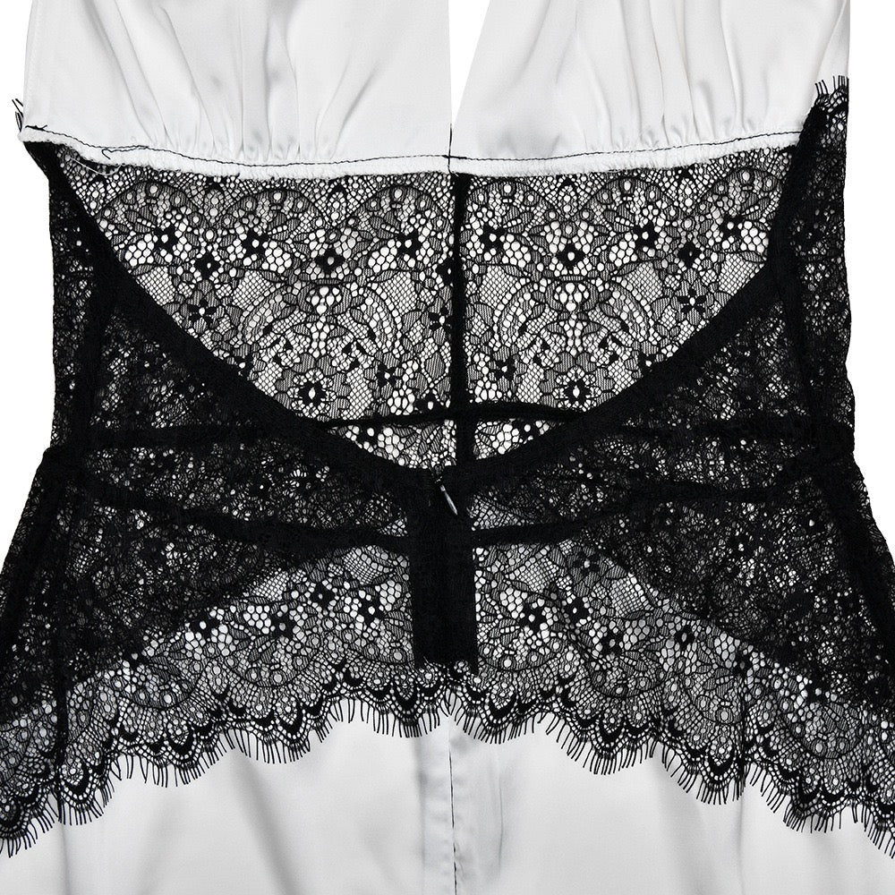 Lace-designed satin mini dress - Laor