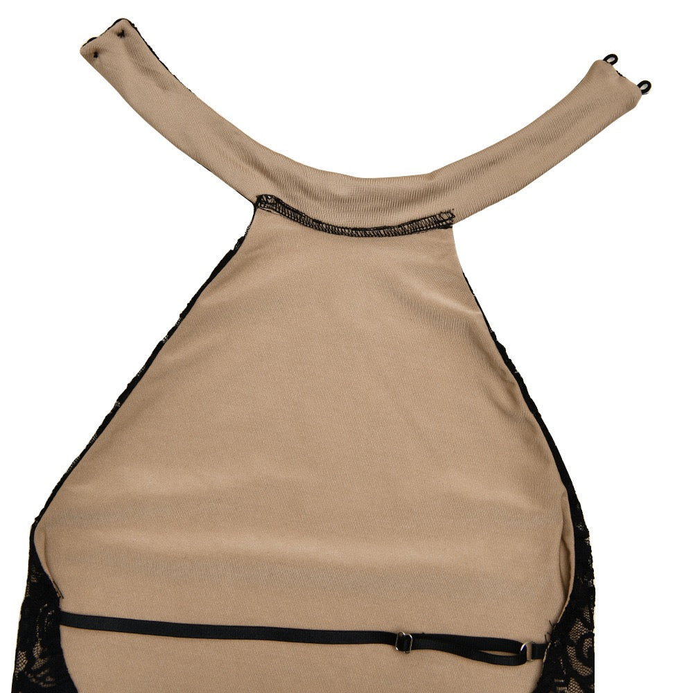 Long opaque lace jumpsuit with a halter neckline and open-back design - Sial