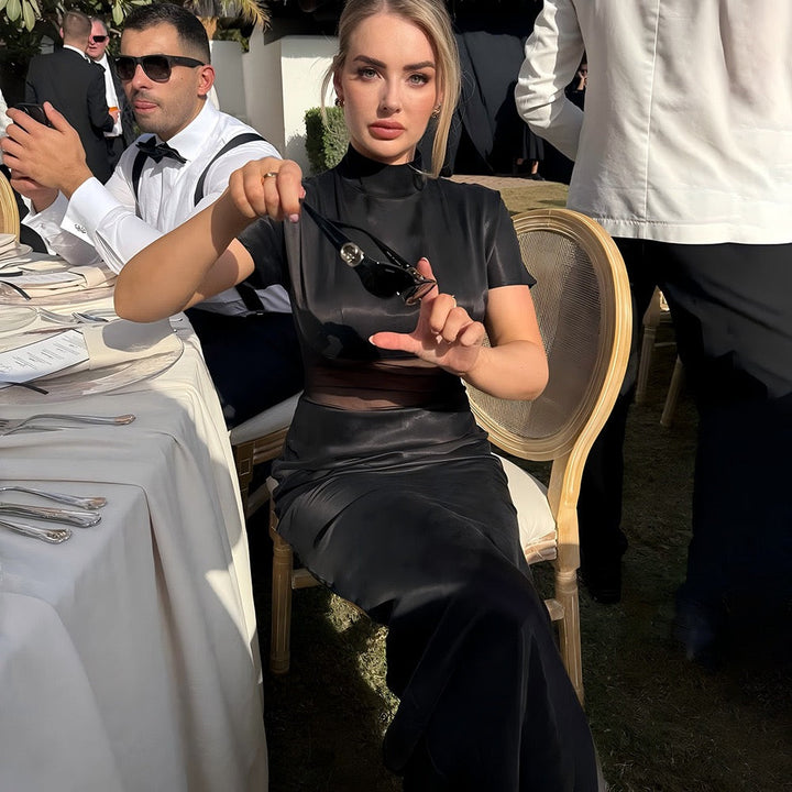 Mesh design maxi dress - Tair