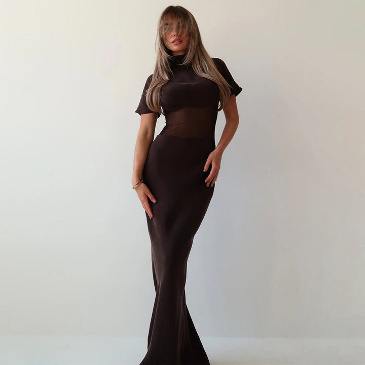 Mesh design maxi dress - Tair