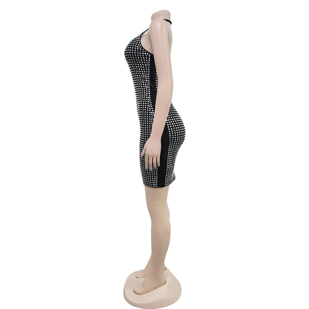 Sparkling rhinestone mini dress with open back - Shayna