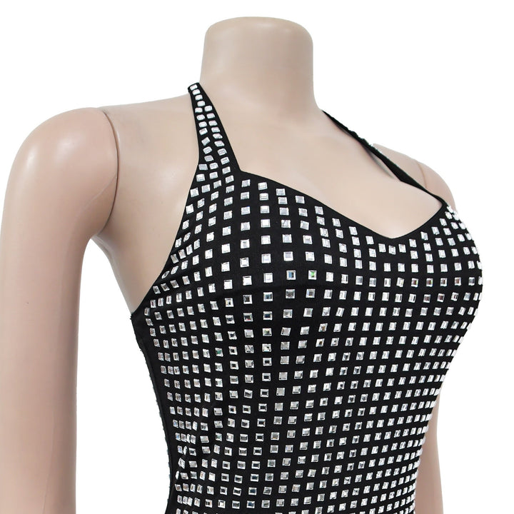 Sparkling rhinestone mini dress with open back - Shayna
