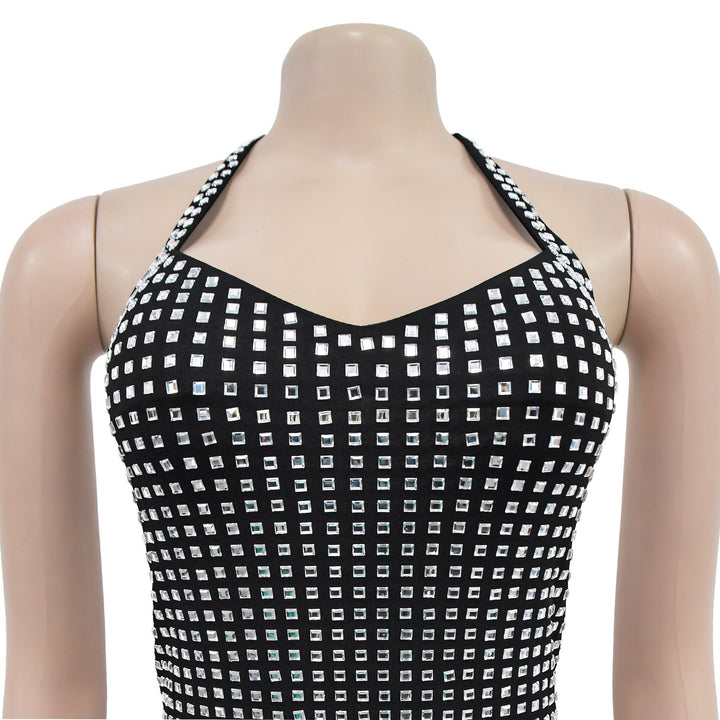 Sparkling rhinestone mini dress with open back - Shayna