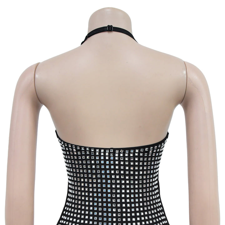 Sparkling rhinestone mini dress with open back - Shayna