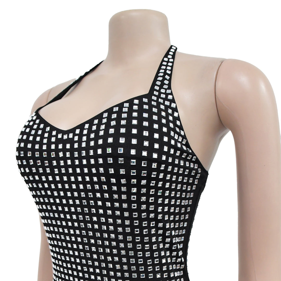 Sparkling rhinestone mini dress with open back - Shayna
