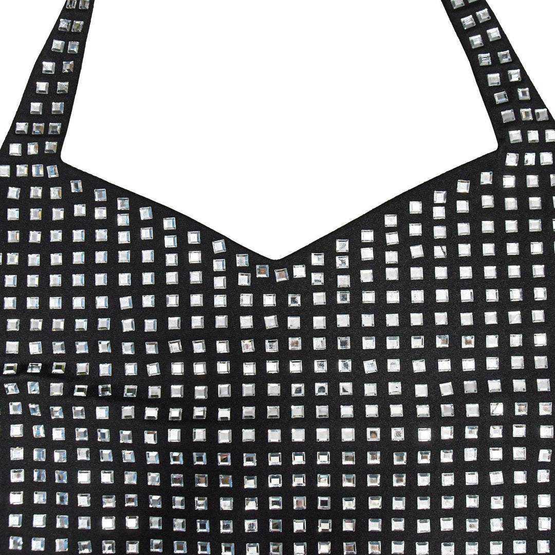 Sparkling rhinestone mini dress with open back - Shayna