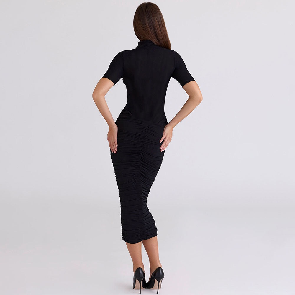 Mesh and corseted midi golf dress - Sean