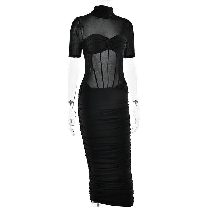 Mesh and corseted midi golf dress - Sean