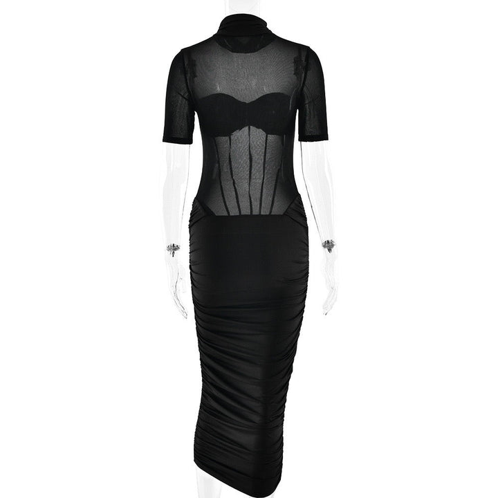Mesh and corseted midi golf dress - Sean