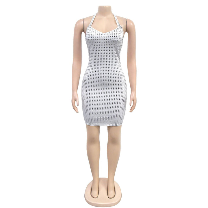 Sparkling rhinestone mini dress with open back - Shayna