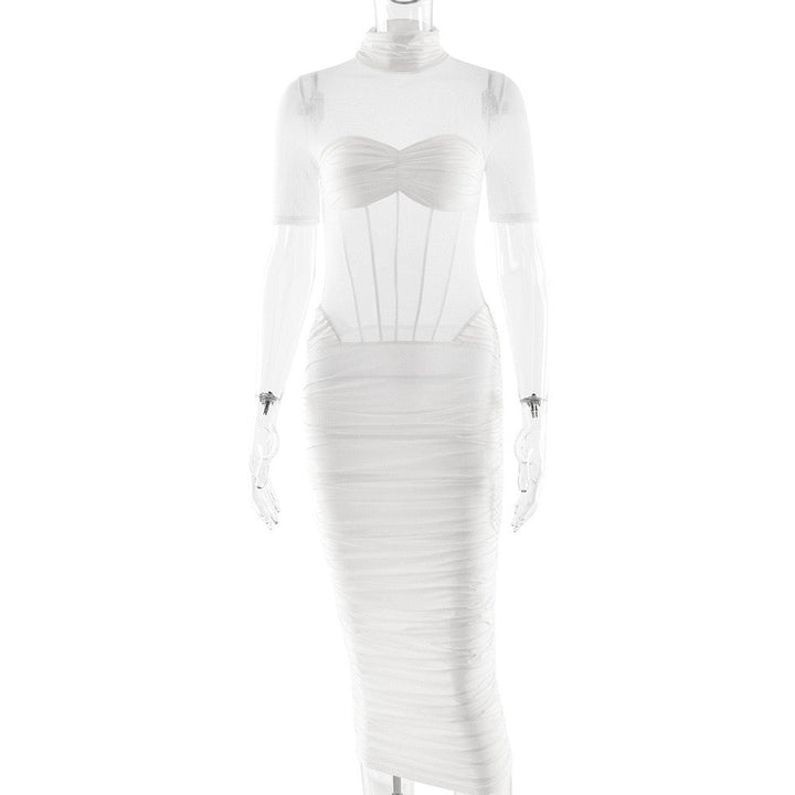 Mesh and corseted midi golf dress - Sean