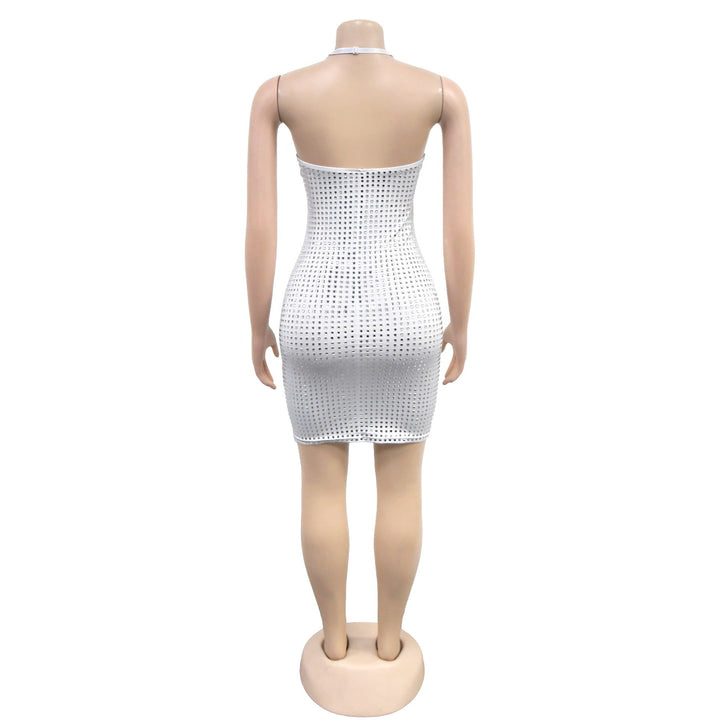 Sparkling rhinestone mini dress with open back - Shayna