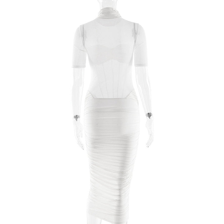Mesh and corseted midi golf dress - Sean