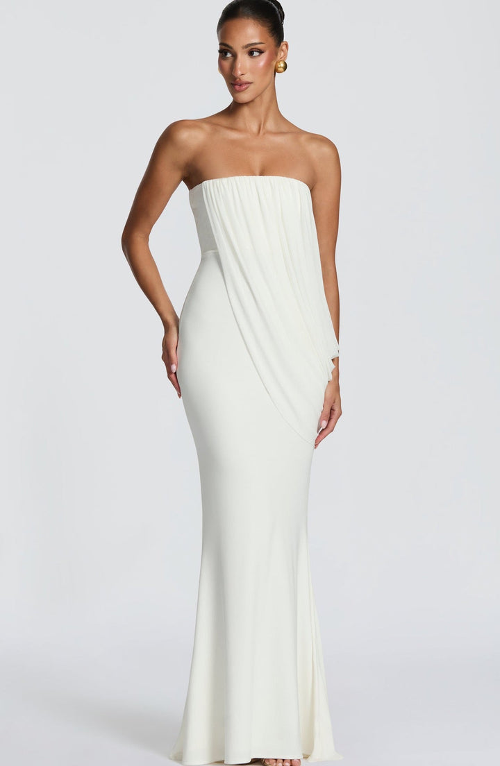 Strapless maxi dress with pleat detailing – Ronili