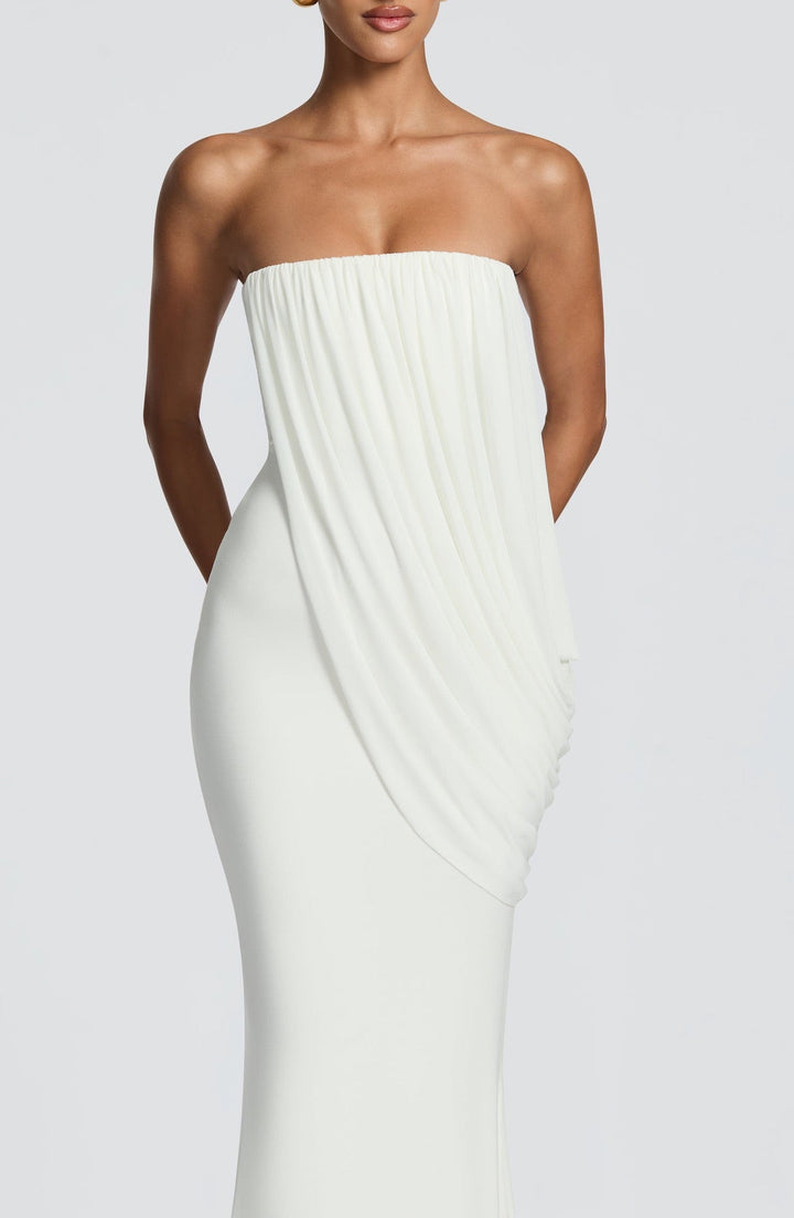 Strapless maxi dress with pleat detailing – Ronili