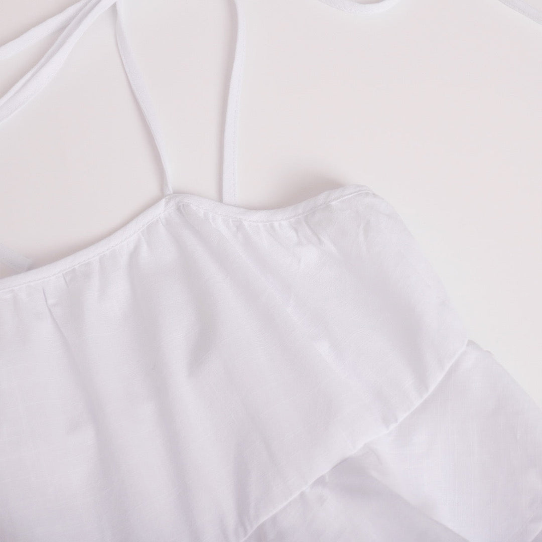 Tiered muslin mini dress with straps - DANIELLA
