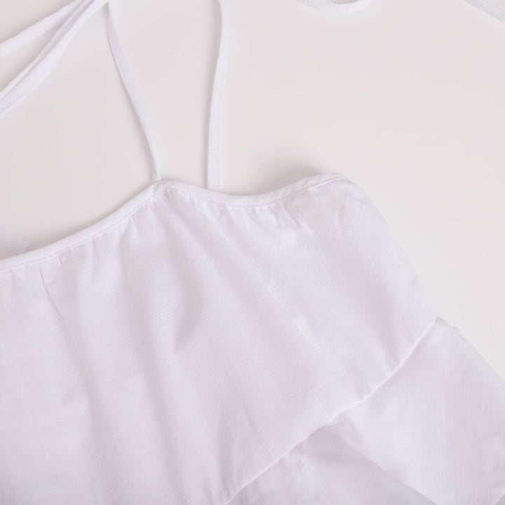 Tiered muslin mini dress with straps - DANIELLA