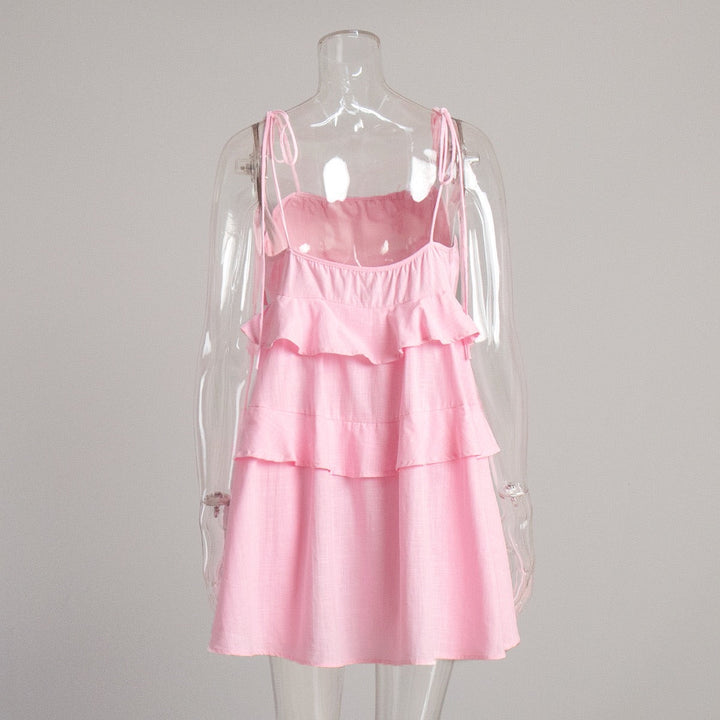 Tiered muslin mini dress with straps - DANIELLA