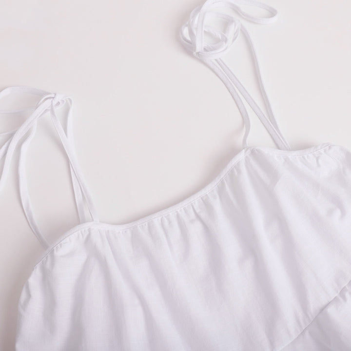 Tiered muslin mini dress with straps - DANIELLA