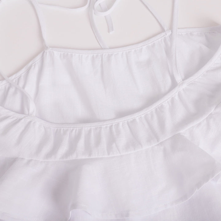 Tiered muslin mini dress with straps - DANIELLA