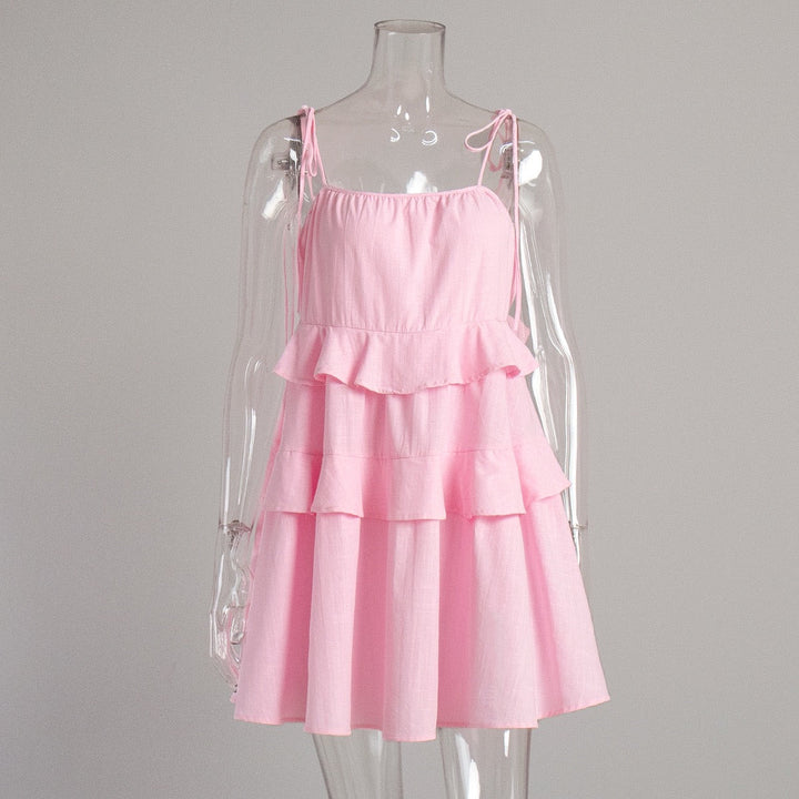 Tiered muslin mini dress with straps - DANIELLA