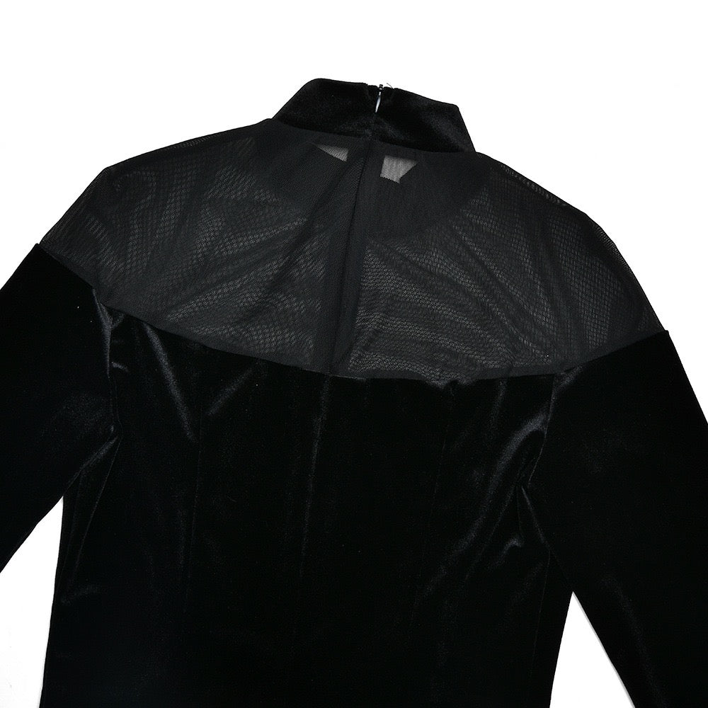 Elegant velvet maxi dress in chiffon design - Michaela