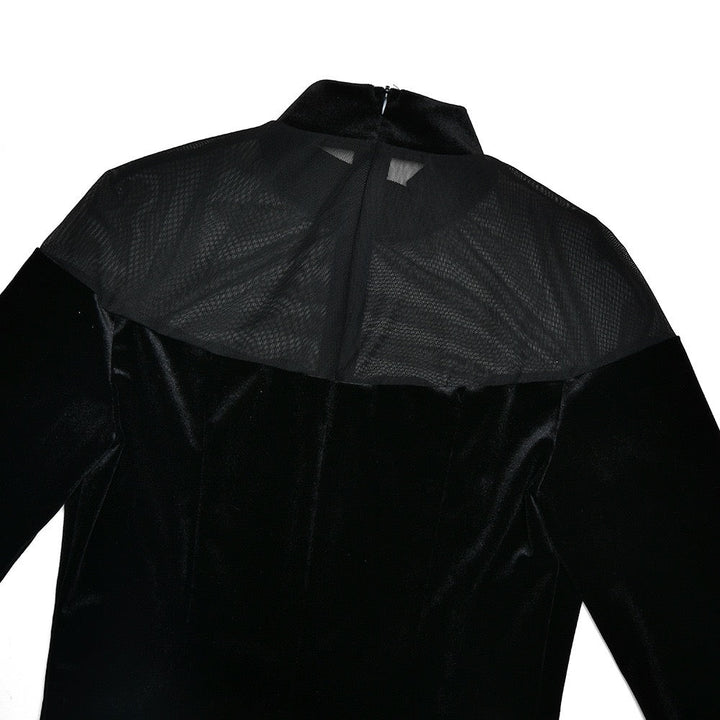 Elegant velvet maxi dress in chiffon design - Michaela