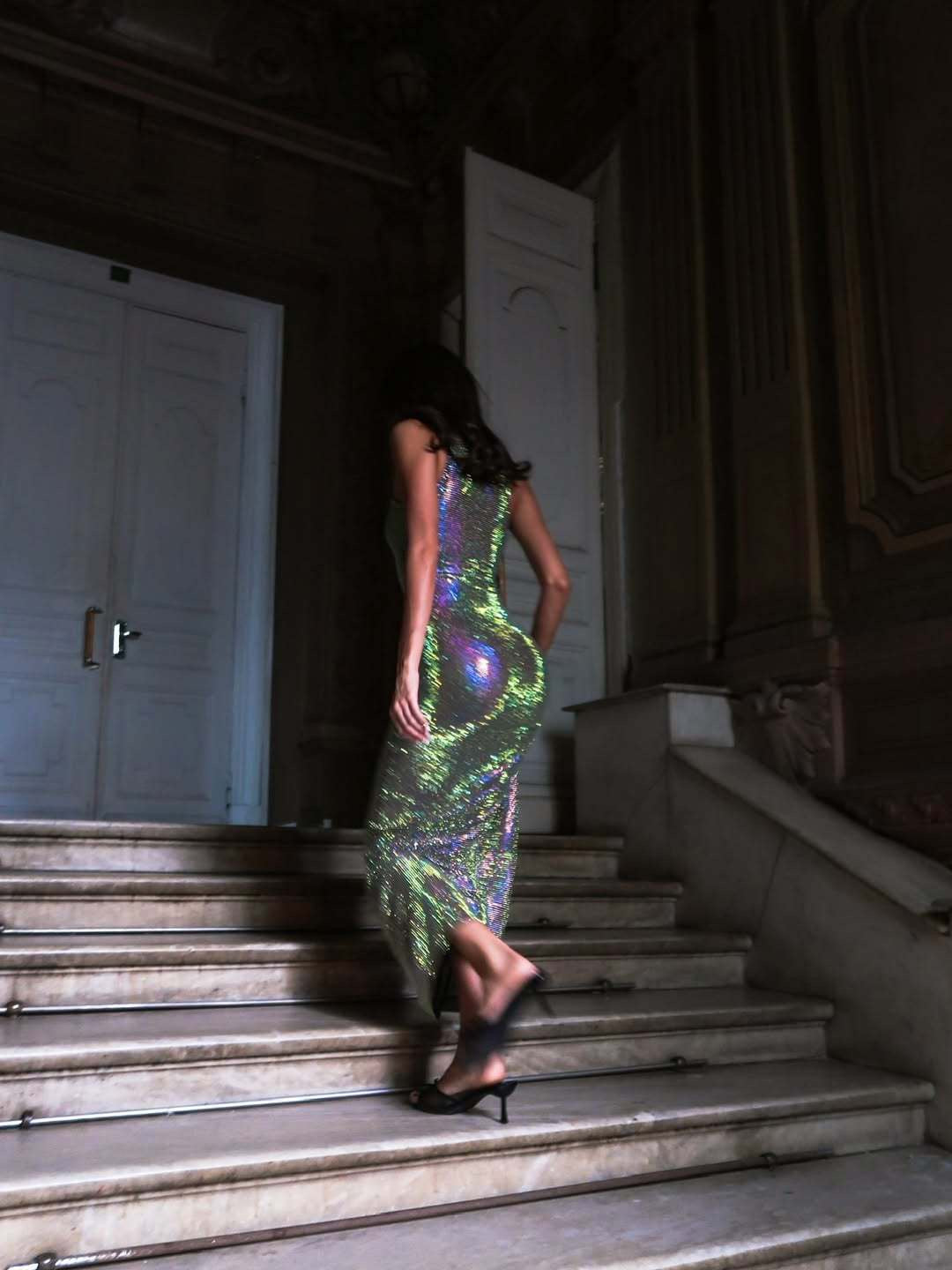 Maxi dress with sparkling rhinestone embellishments - DIEM