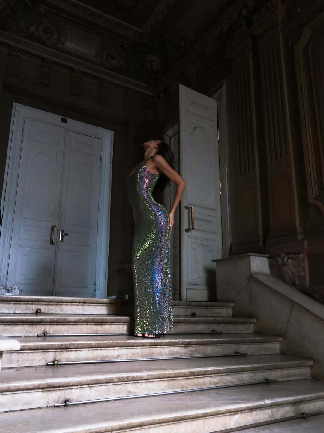 Maxi dress with sparkling rhinestone embellishments - DIEM
