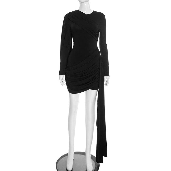 Pleated mini dress with a train - PHINIX