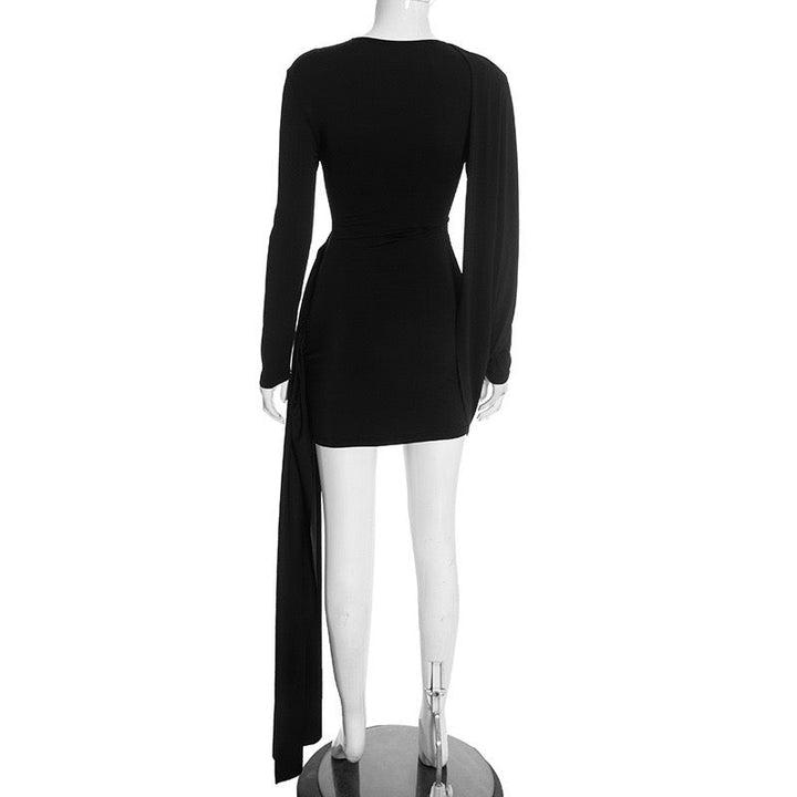 Pleated mini dress with a train - PHINIX