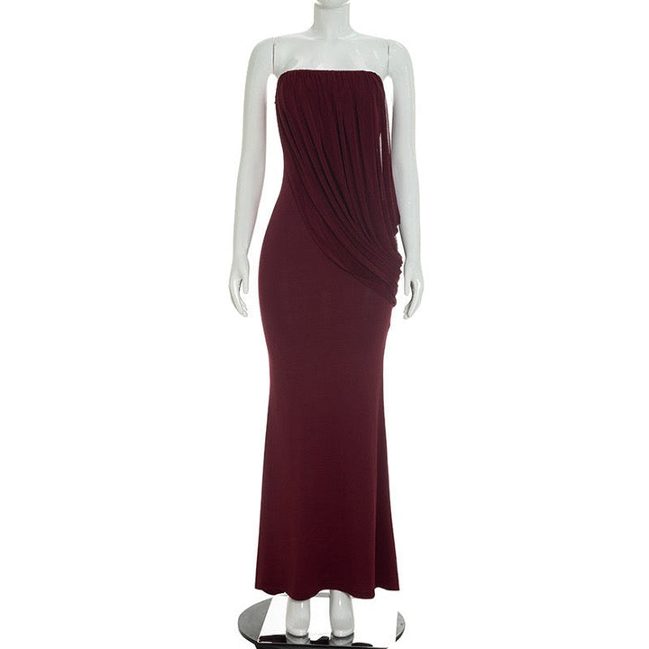Strapless maxi dress with pleat detailing – Ronili