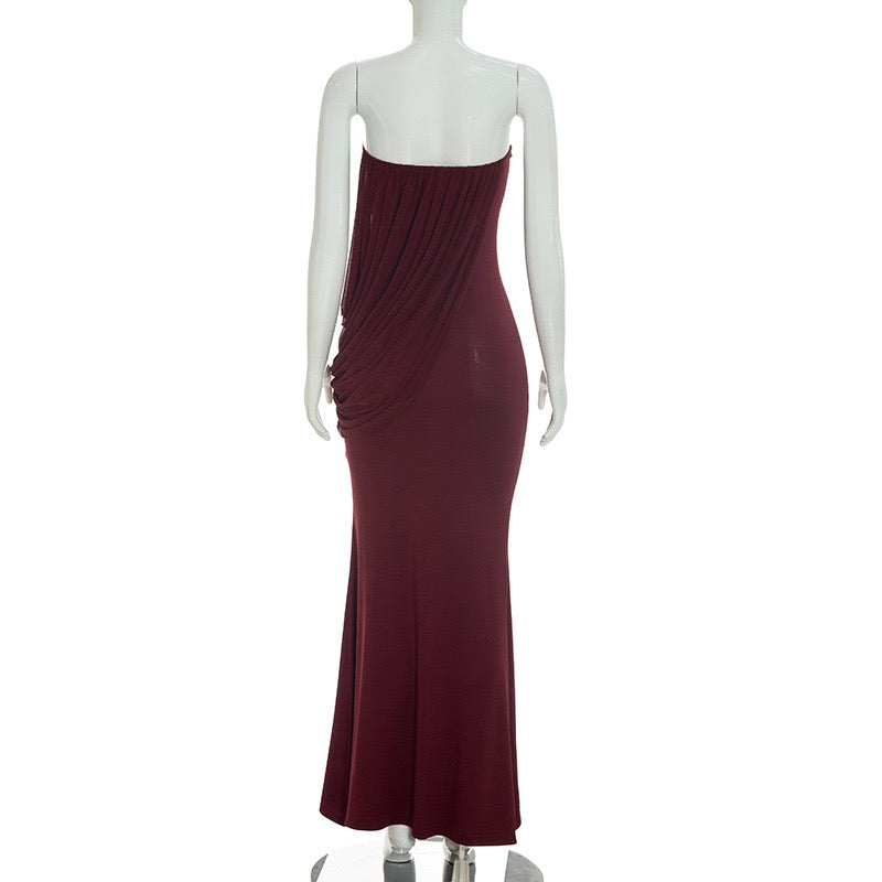 Strapless maxi dress with pleat detailing – Ronili