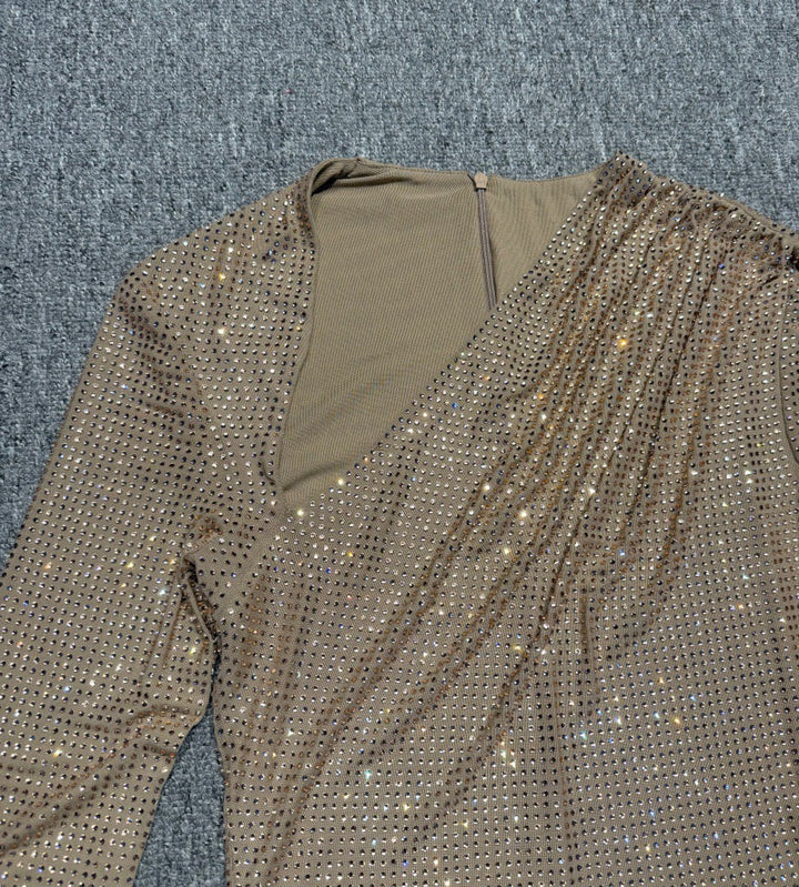 Sparkling rhinestone mini dress with a cutout design - TITI