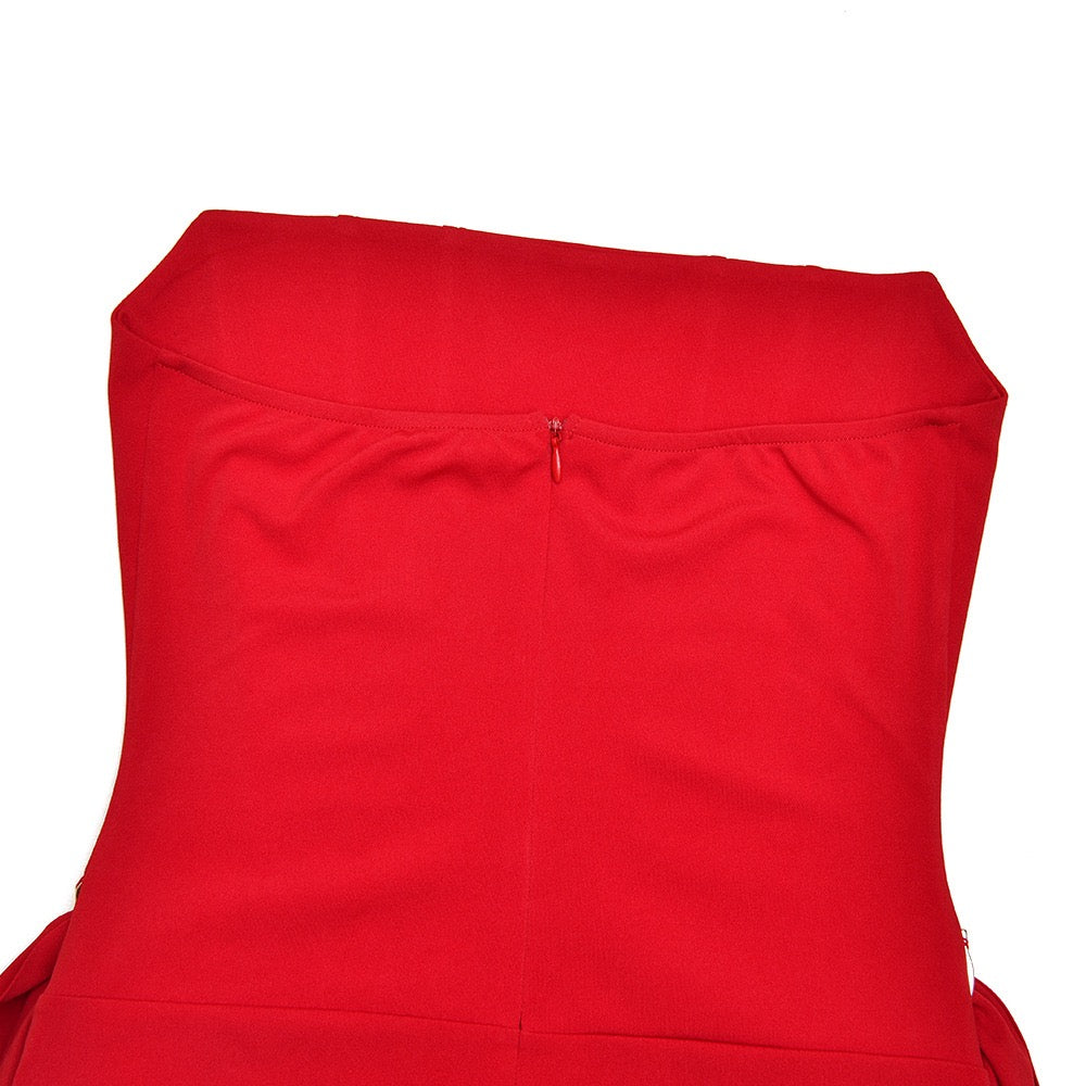 Strapless mini dress with corset design and pleats decorated with tassels - Julie