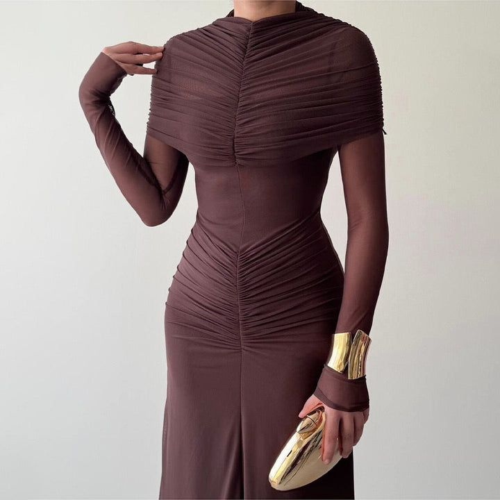 Maxi dress with gathered and chiffon design - Tsofiya