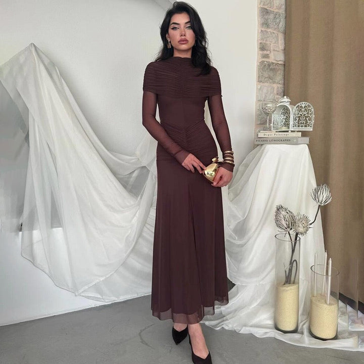 Maxi dress with gathered and chiffon design - Tsofiya