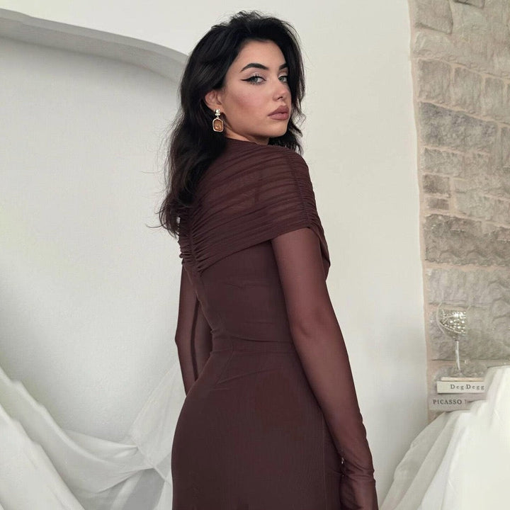 Maxi dress with gathered and chiffon design - Tsofiya