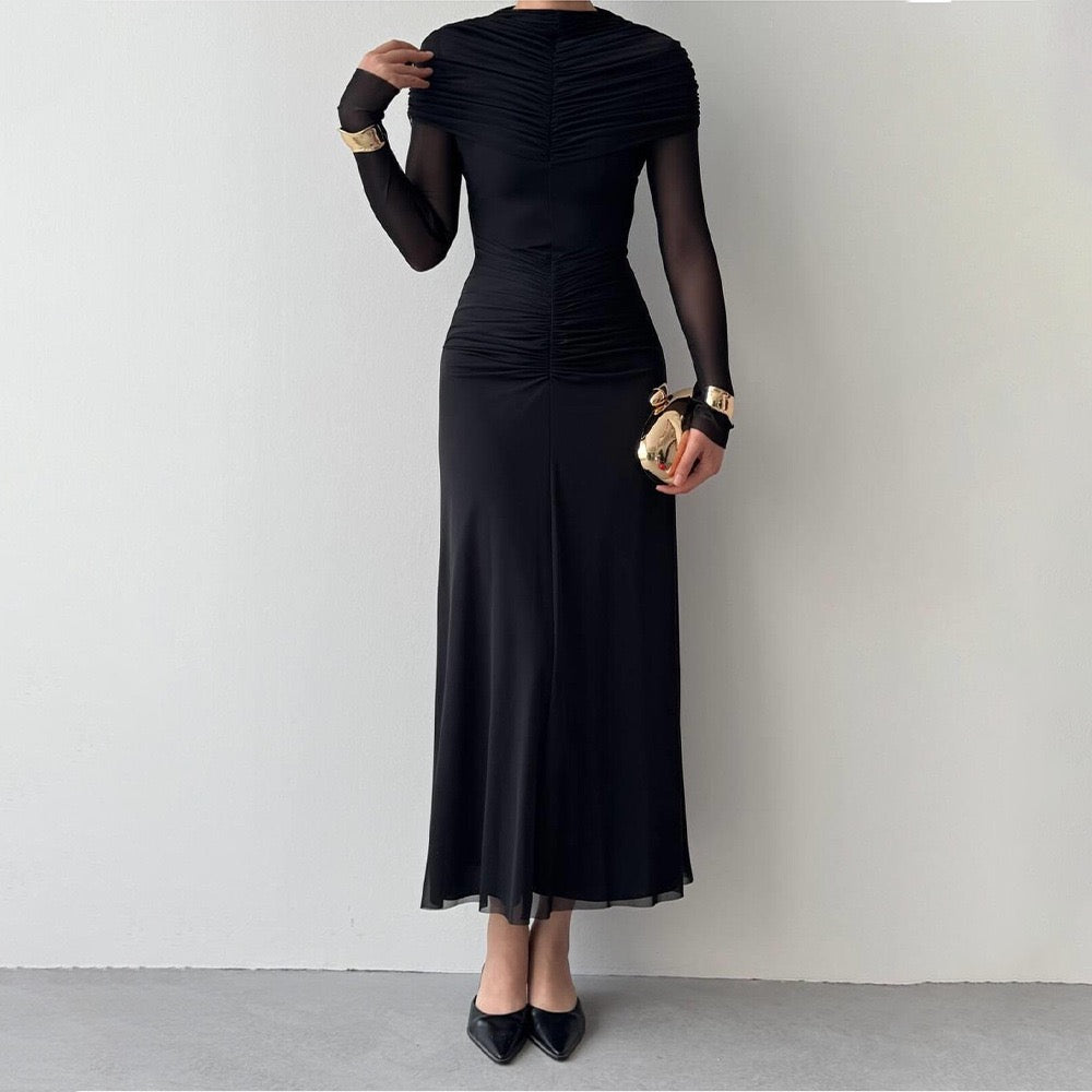 Maxi dress with gathered and chiffon design - Tsofiya