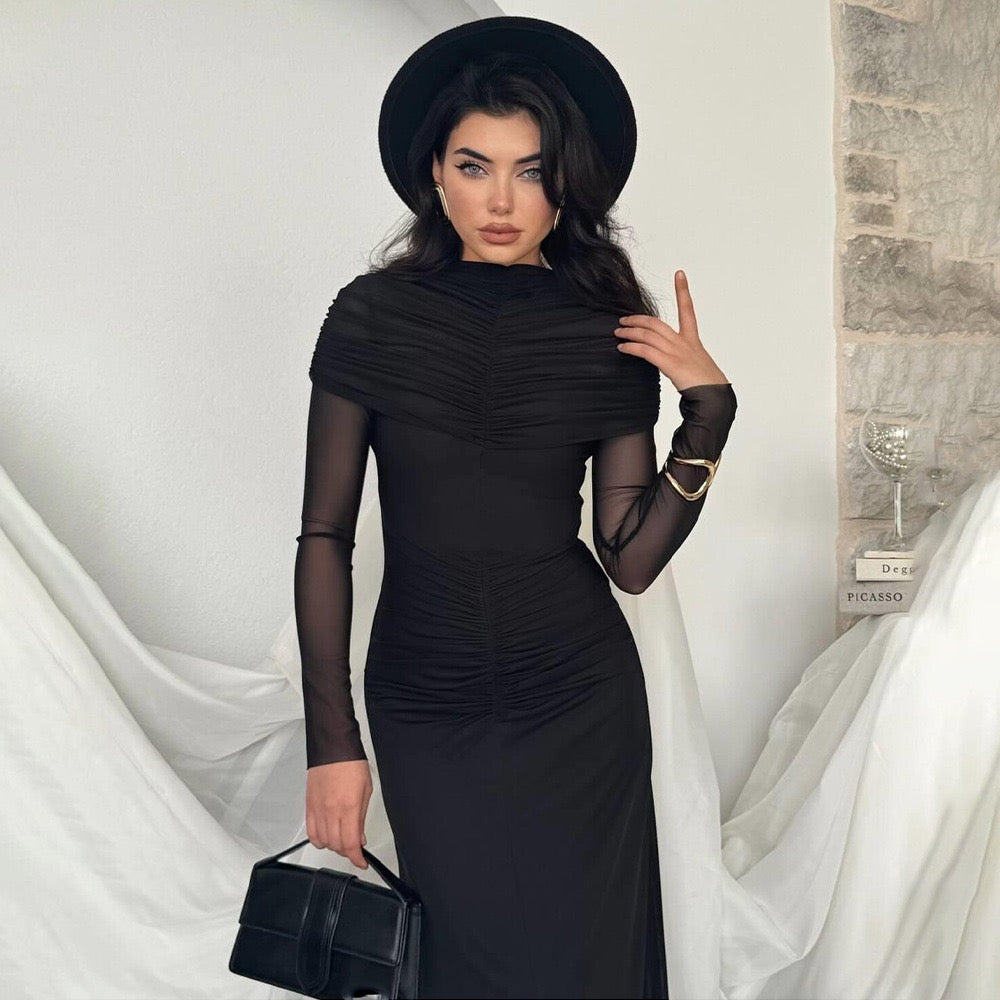 Maxi dress with gathered and chiffon design - Tsofiya