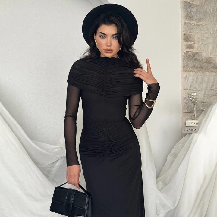 Maxi dress with gathered and chiffon design - Tsofiya